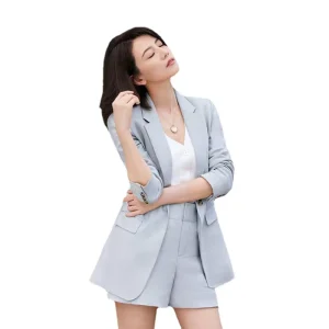 Business Suit for Ladies Fashion 2 Piece Suit for Women Blazer and Shorts Set Elegant Suits for Women Office