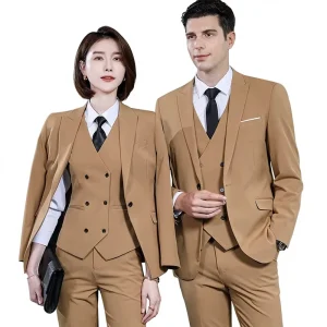 Business Suit for Men Women Autumn Winter Fashion Slim-fit Single Breasted Wool/Silk Small Suit Women’s Pants Vest Formal Wear