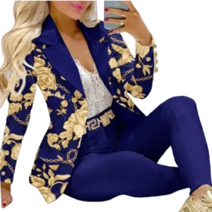 C8035 Latest Design Ladies Suits Office Wear Formal Womens Blazer and Pants Set Printing Formal Suits Womens Suits & Tuxedo