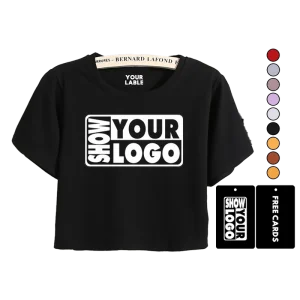 CB090 CPH008 Women’s Round Neckline Loose Fit Crew Neck Cotton Crop Top t Tshirt Customized logo With Soft and Breathable Jersey