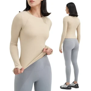 CX46 Women’s Workout Long Sleeves Sports T Shirts Breathable Running Activewear Top With Thumb Hole Gym Wear
