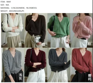 Cardigan Knitwear Women’s Spring Autumn Winter Fashion Sweater 5% Cashmere 95% Wool