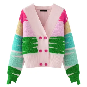 Cardigan Women’s Colour Knitted Sweater Long Sleeve Furry Sweater