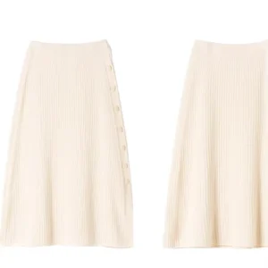 Cashmere Skirt Women’s Knitted Half Skirt Elegant Simple Side Slit Skirt
