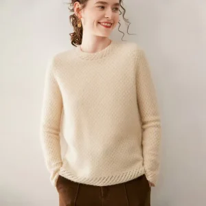 Cashmere Wool Sweater for Women Full Sleeve Soft Warm Knitwear Pullover Top