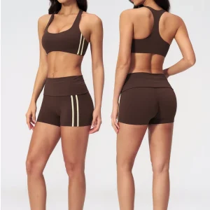 Casual Activewear Yoga Set Women Sports Bra and High Waist Shorts for Gym Yoga Running Daily Wear
