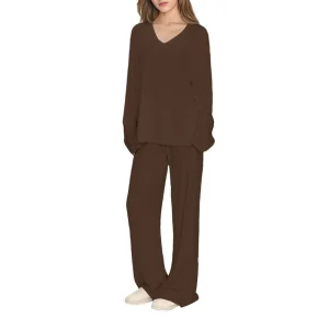 Casual Bamboo Viscose Women’s Pajamas Soft Lounge Wear Set Ladies Sleepwear Set Loungewear V Neck Pyjamas