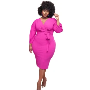 Casual Bubble Sleeves Plus Size Dress Large Women’s Fashion Casual Full 1 Piece Natural High Womens Plus Size Clothing