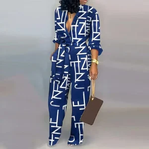 Casual Fashion Women’s Jumpsuit Long Sleeve Stretch Bodycon Jumpsuit Plus Size Women’s Clothing Dropshipping