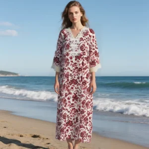 Casual Floor Length Women’s Robes Muslim Dresses for Summer Wear Plus Sizes with Natural Waistline