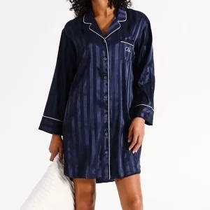 Casual Knitted Lyocell Women’s Sleep Dress Custom Size Pajamas Long Sleeves Breathable Home Wear Sleepwear