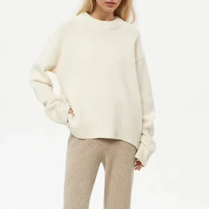 Casual Knitwear Elegant Women Sweater Loose Thick Knitted Crew Neck Autumn Winter Solid Long Sleeve Fashion Sweater for Women