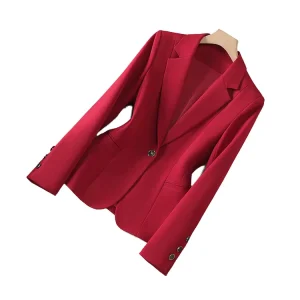 Casual Ladies Blazers Single-Button Decorated Women’s Woven Suit