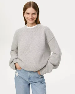 Casual Ladies Sweater Knitwear Dress Thick Solid Loose Knit for Fall and Winter