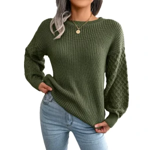 Casual Long Sleeve Crewneck Loose Winter Pullover Knitted Women’s Oversize Ladies Sweater for Winter