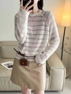 Casual Long Sleeve Women’s Regular Sleeve Knitwear Sweaters Breathable Loose Women’s Clothing Women’s Sweaters
