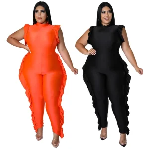 Casual Ruffled Blouse and Pants Women’s Plus Size Clothing Plus Size Women’s Two-piece Suit