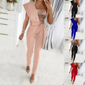 Casual Sleeveless One Piece Sequin Romper Jumpsuit Women New Arrivals Clothing