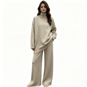 Casual Solid Color Pullover Oversize Loose Winter Women’s Muslim Women Dress Sweaters Set Loungewear Knitwear Outfit