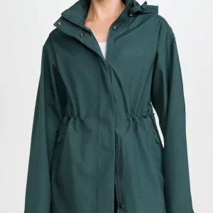 Casual Sport Style Women’s Trench Coat a Simple Solid Color Essential for Outdoor Activities Dark Green Hooded Pocket Design