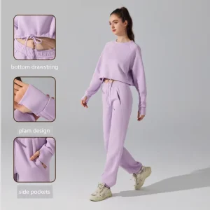 Casual Sports Long sleeved Sweatshirts Women’s Spring and Autumn Outdoor Running Fitness and Yoga Wear Two Piece Workout Set