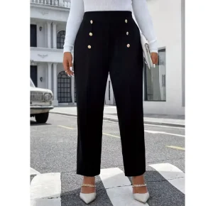 Casual Women’s High-end Pants Hanging High Waisted Small Straight Leg Pants