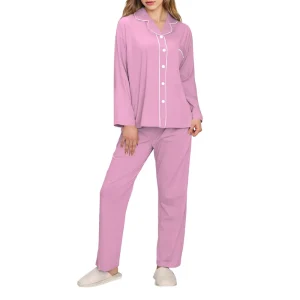 Casual Women’s Sleepwear 100% Cotton Pajamas Lounge Wear Set Custom Pjs Soft Loungewear for Ladies