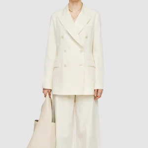 Chic Minimalist Notched Collar Fashion Blazer Double Breasted Autumn Winter Ladies Blazer