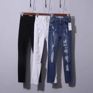 China Factory Direct Sales Ladies Slim Stretch Jeans Pencil Pants Ripped Destroyed Women’s Jeans
