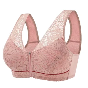 China Factory No Steel Ring Comfortable Soft Bra Zip Front Closure Bra Lace Plus Size Women’S Underwear