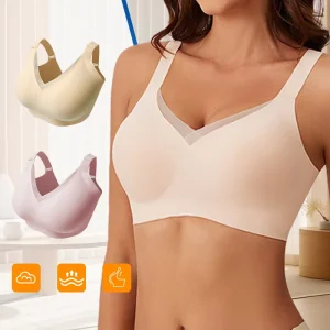 China Women’s High Support Plus Size Bra Soft Wireless Knitted Adult Fashion Bra with Adjustable Straps Solid Pattern