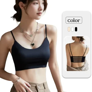 Chinese Underwear Factory Madam Full Cup Wire-Free Sporty Backless Bra Ice Silk Fabric Solid Pattern Women’s Underwear