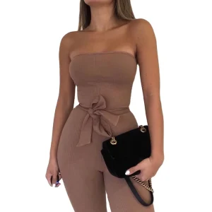 Classic Solid Color Jumpsuit Women’s Sleeveless Slim Jumpsuit