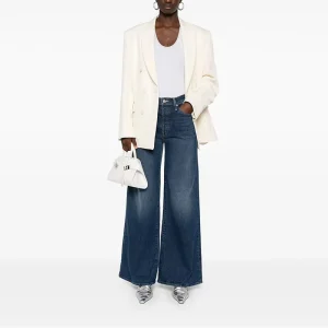 Classic Wash Women’s Straight Loose Fit Jeans Low Rise Wide Leg Breathable Casual Streetwear Ladies Denim Trousers