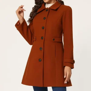 Classic Women’s Winter Long Single-breasted Wool Trench Coat Warm and Comfortable Solid Color Plus Size England Style