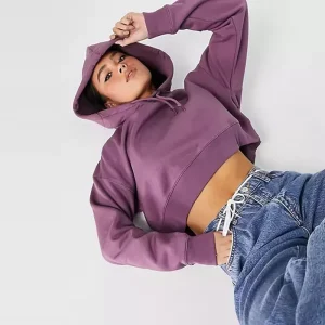 Clothing Manufacturer Women Crop Top Pullover Hoodies Winter Fleece Blank Hoodies for Ladies Girl Street Wear Oversized Hoodie