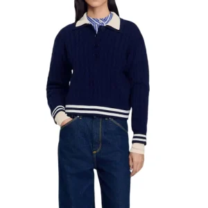 Clothing Manufacturers Custom Rib Knit Sweater Long Sleeve Polo Jacquard Solid Knitted Jumper Casual Striped Women’s Sweaters