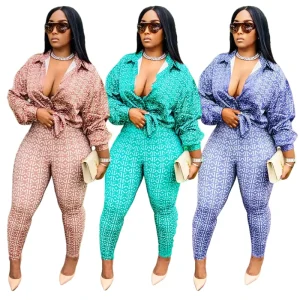Clothing Plus Size Women’s Casual Printed 2 Piece Set Women’s Tracksuit Pant Set