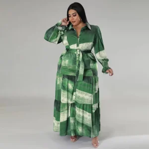 Clothing Selling Plus Size Women’s Clothing Autumn New Shirt Collar Open Chest Dress