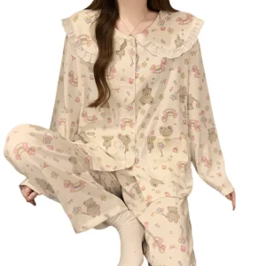 Clouds of Cotton Long sleeved Loungewear Spring and Autumn Models of Women’s Cute Pajamas