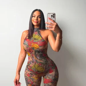 Clubwear Womens Stretch Print Backless Slim Halter One Piece Sexy Romper Jumpsuit Women’s Bodysuit Nightclub Style