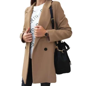 Coat for Women’s Fashion Mid to Long Length Autumn and Winter Women’s Clothing Slim Fit and Slimming Lady Coat