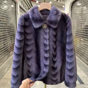 Collared Short Style Faux Mink Fur Coat Women’s Top Faux Fur Coat