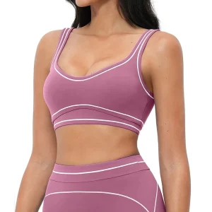 Color Blocked Adult Gym Wear Breathable Quick Dry High Support U Neck Backless Sports Bras for Women Workout Fitness Running