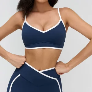 Color Blocking Adjustable Strap Plus Size Women’s High Impact XXXL Running Gym Navy Workout Sexy Busty Sport Bra