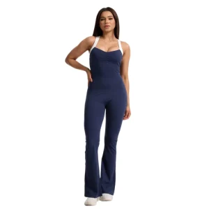 Color Contrast Backless Women’s Jumpsuits & Playsuits Sleeveless Ballet Style Long Pants Moisture-wicking Quick-drying Nylon