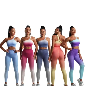 Colorful Fashion Women’s Activewear Sexy Yoga Sport Top & Gym Workout Wear Seamless & Breathable Fitness Sets