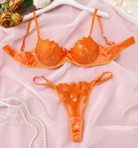 Colorful Flower Embroidered Romantic Lingerie and Sexy Bra Women’s Lingerie Set
