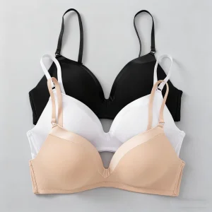 Comfort Plus Size Cotton Underwear 3 Pack Women’s Breathable Bra with Bow Decoration Sexy Plain Solid Color for Home Lounge