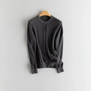 Comfortable Custom Warm Cashmere Cardigan for Women’s Long Sleeved O-neck Knit Sweater